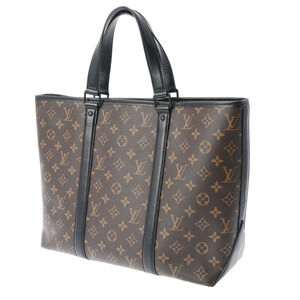 Louis Vuitton Monogram Canvas Black Bag Tote Weekend Brown Macassar